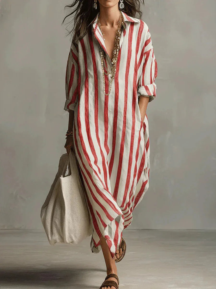 Riviera | Striped Maxi Shirt Dress