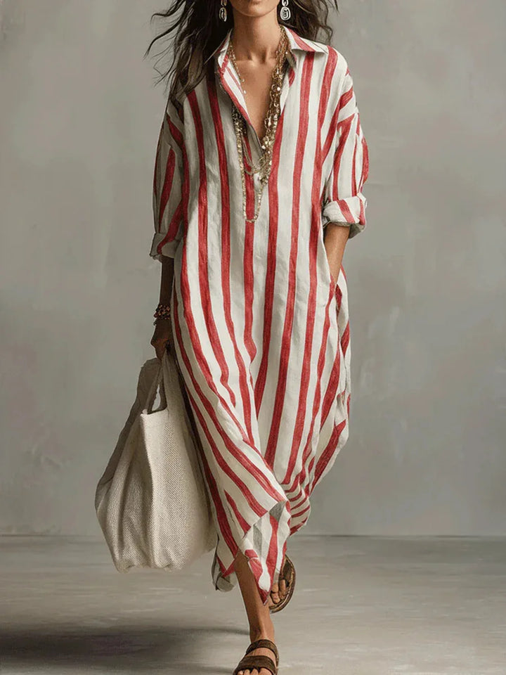 Riviera | Striped Maxi Shirt Dress
