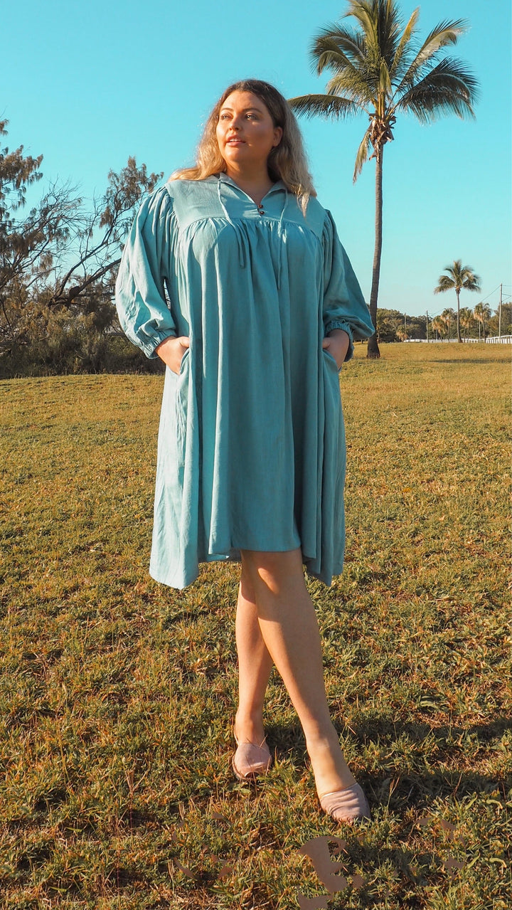 Harriet | Linen Faraway Dress in Sky