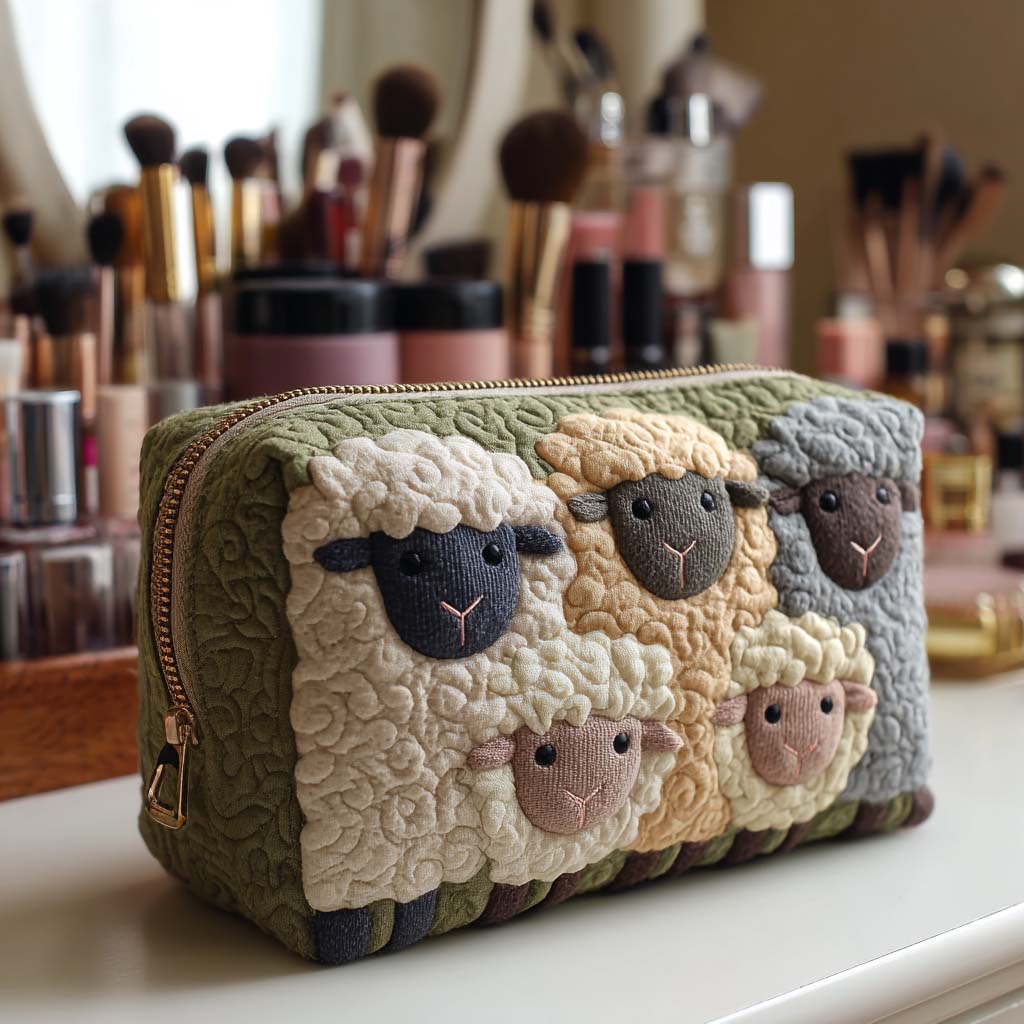 Kaia | Meadow Sheep Quilted Cosmetic Bag