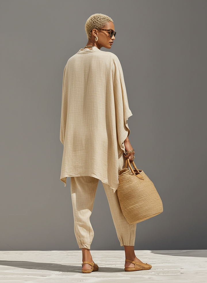 Arabella | Neutral Linen Set Asymmetric