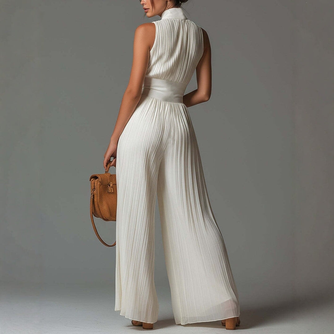 Sylvie | White Chiffon Wide Leg Jumpsuit