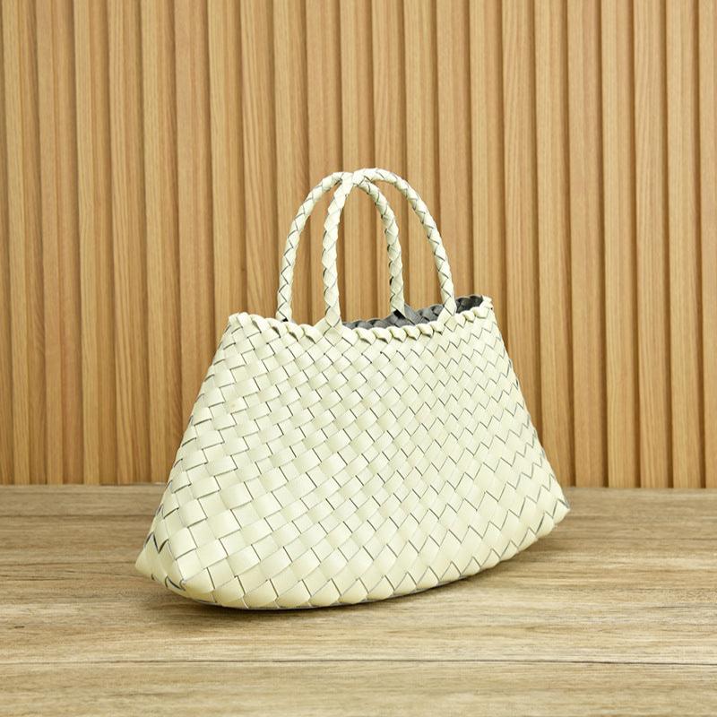 Vera | Woven Women's Handbag Made of Genuine Leather with Double Handles – Large Everyday Bag