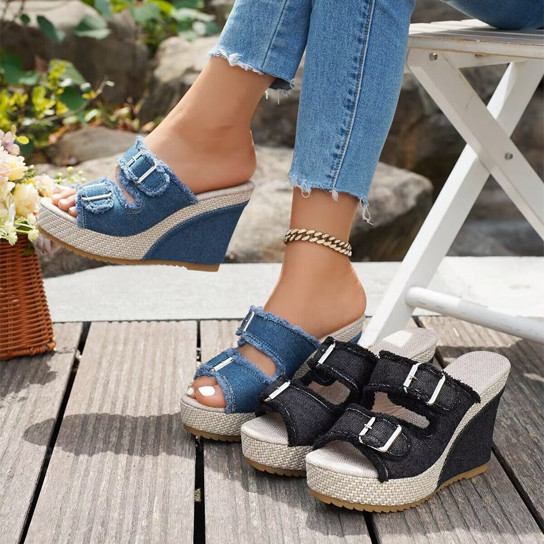 Atelier | Wedge Sandals with Frayed Edge