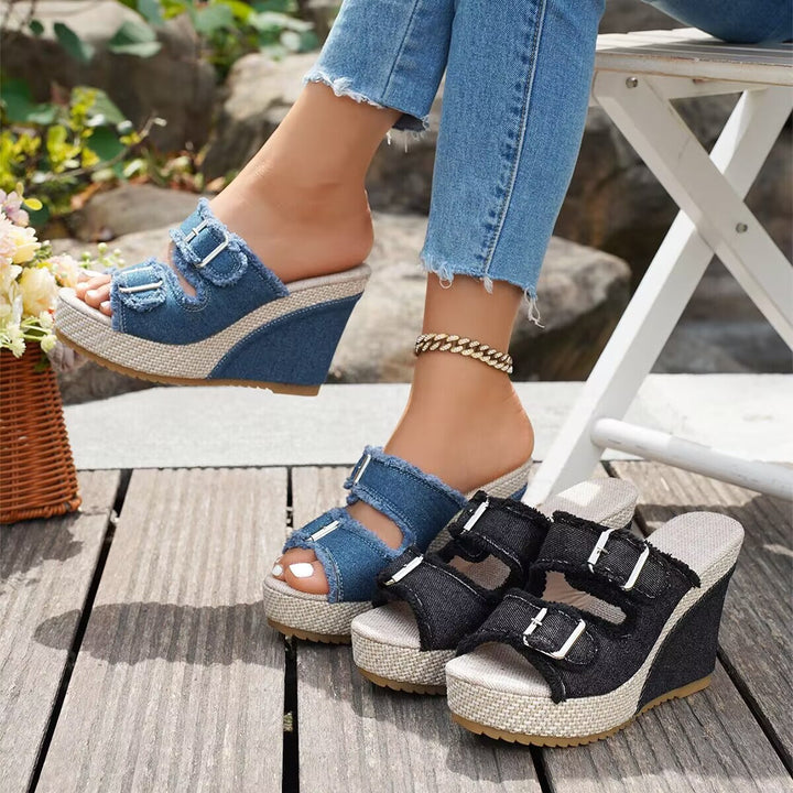 Atelier | Wedge Sandals with Frayed Edge