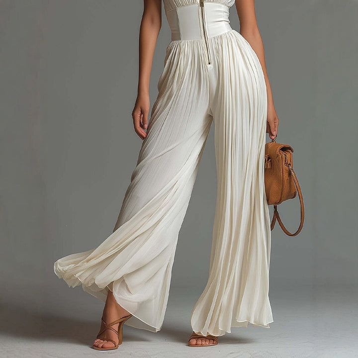 Sylvie | White Chiffon Wide Leg Jumpsuit