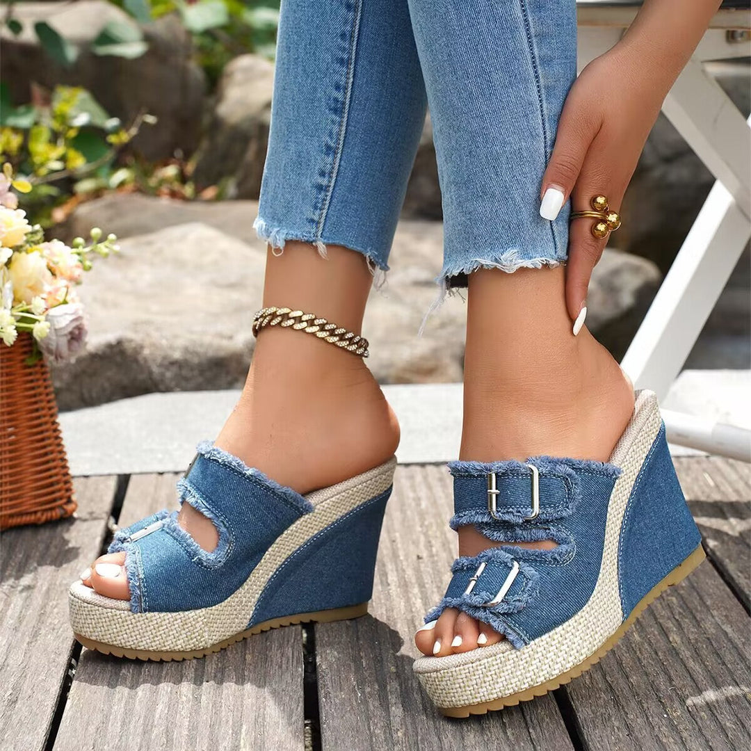 Atelier | Wedge Sandals with Frayed Edge