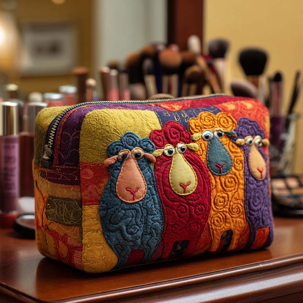 Kaia | Meadow Sheep Quilted Cosmetic Bag