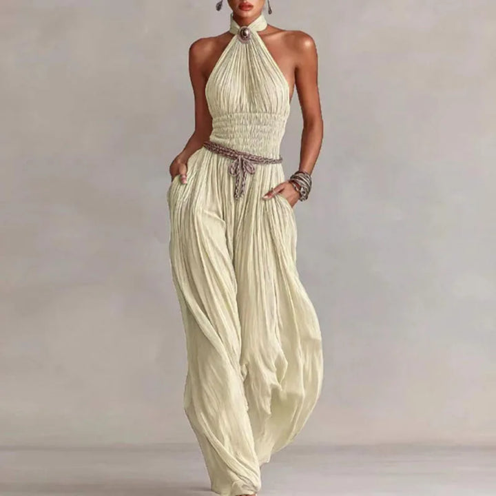Rebecca | Chiffon Pleated Halter Romper