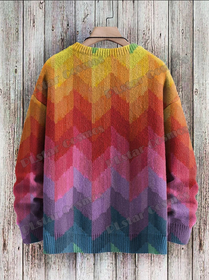 Nebula | Rainbow Swirl Art Knit Pullover