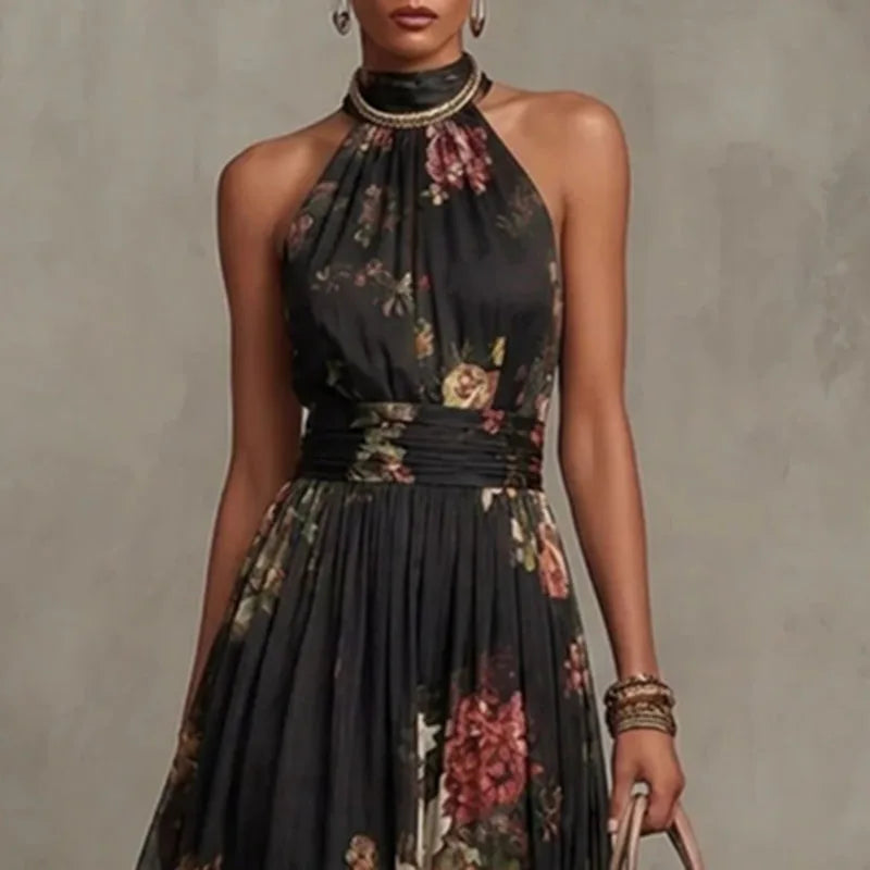 Claudette | French Vintage Halter Maxi Dress