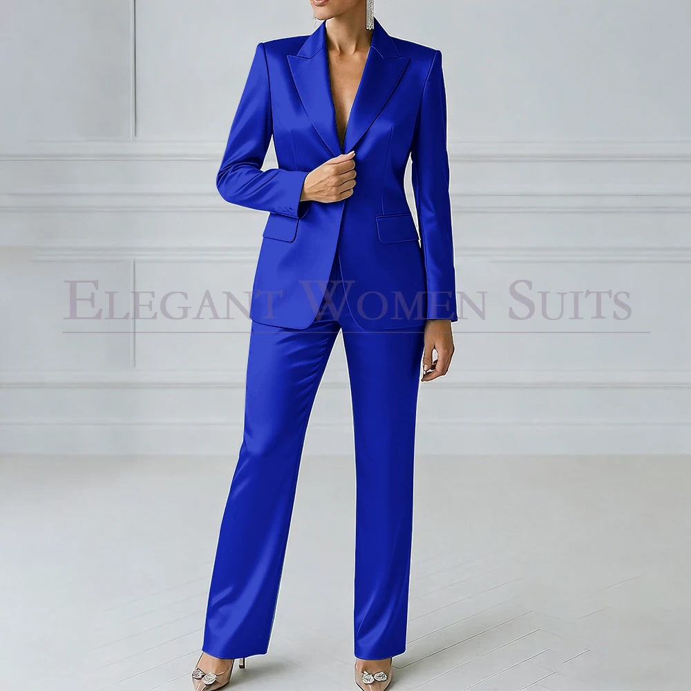 Sophia | Royal Blue One-Button Slim Blazer Suit