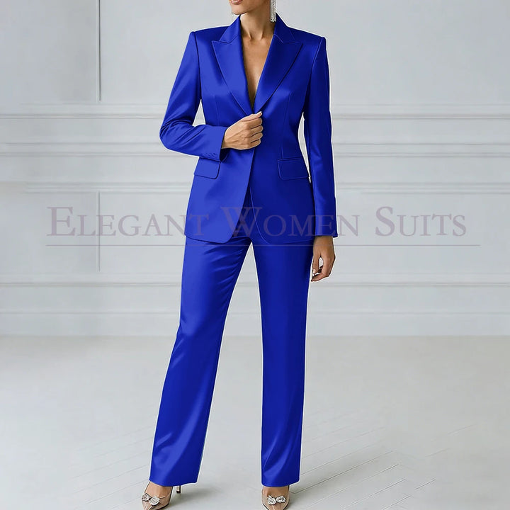 Sophia | Royal Blue One-Button Slim Blazer Suit