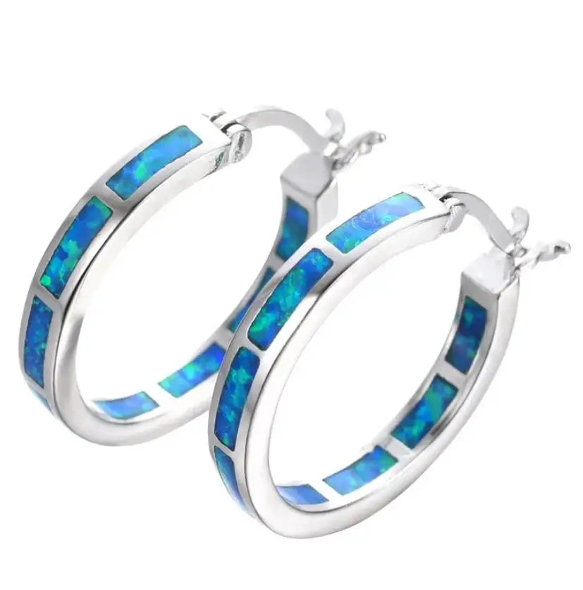 Chic Blue Fire Opal Earrings