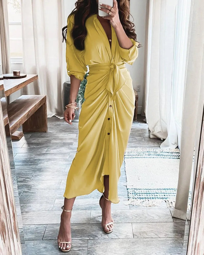 Viviane | Geometric Leopard Wrap Midi Dress