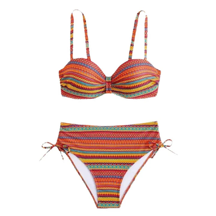 Zara | Striped Side-Tie High Waist Bikini Set