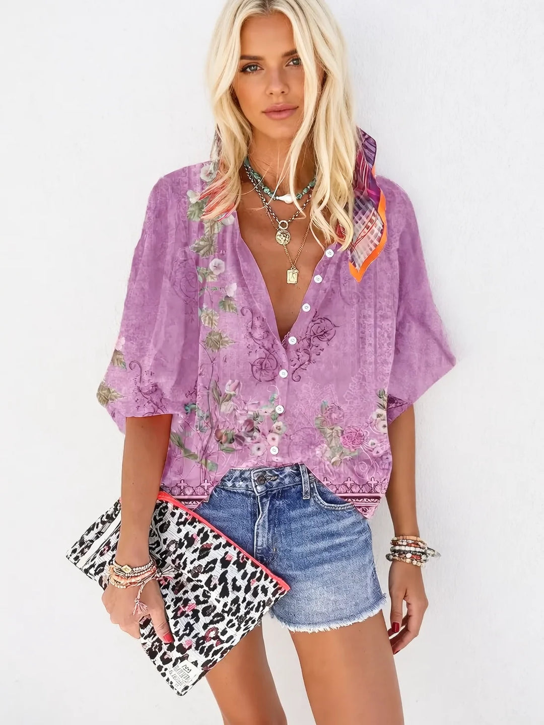 Zara | Geometric Print Three-Quarter Sleeve Shirt