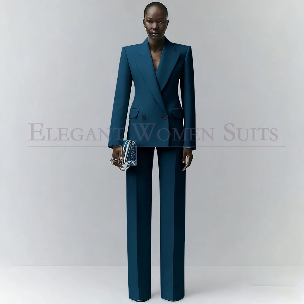Marina | Double-Breasted Blue Office Blazer Suit