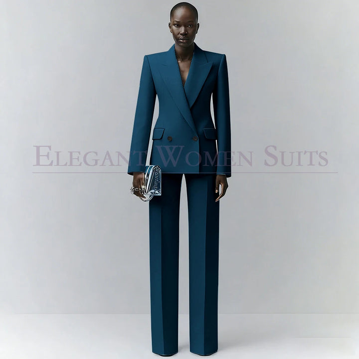 Marina | Double-Breasted Blue Office Blazer Suit