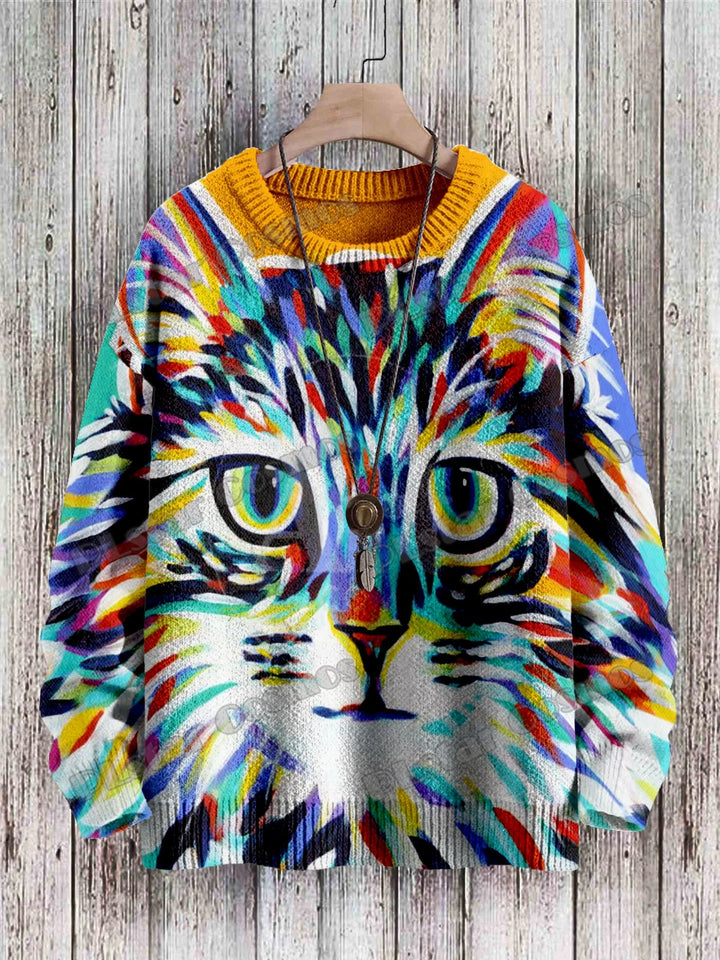 Retro | Fashion Cat 3D Knit Pullover
