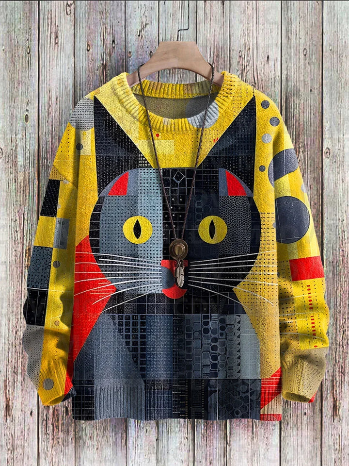 Picasso | Abstract Cat Art Knit Pullover