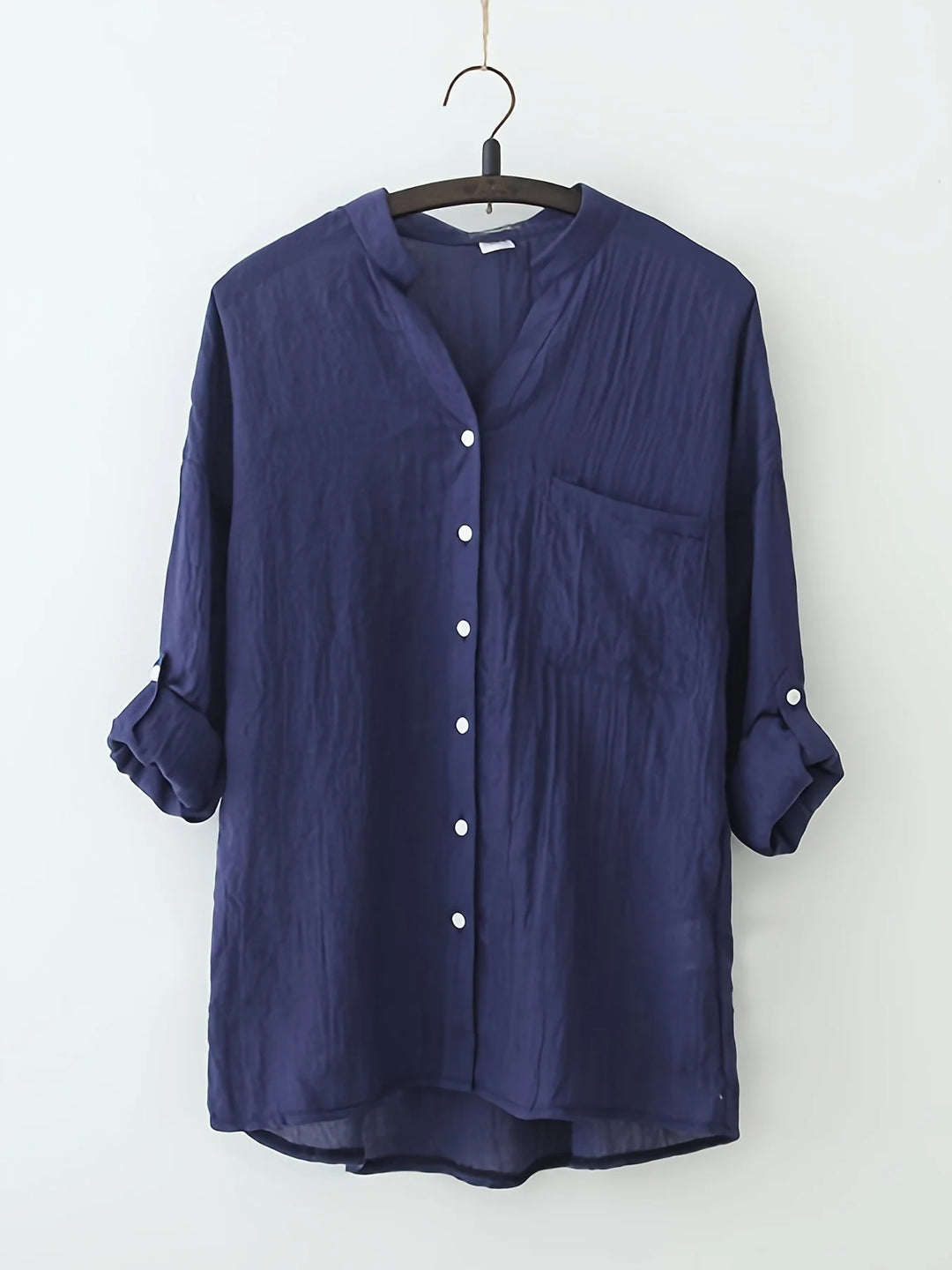 Yuna™ | Stand-Collar Linen Blouse