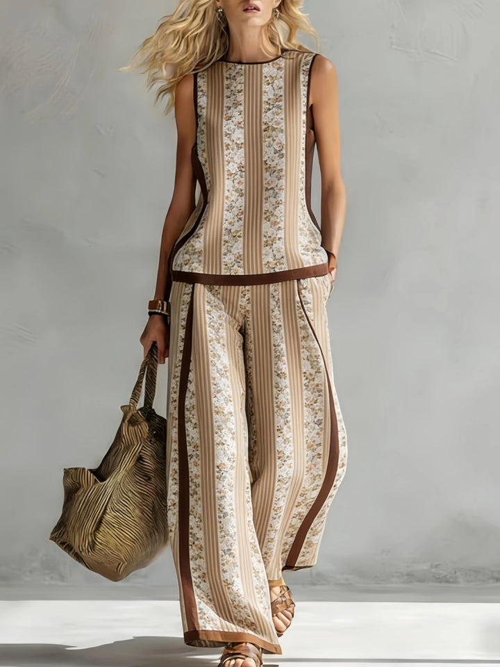 Margot | Retro Print Sleeveless Top & Trouser Set