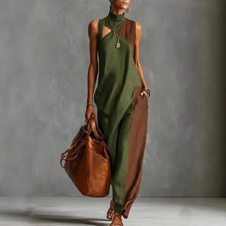 Isabeau | Color Block High-Waist Maxi Dress