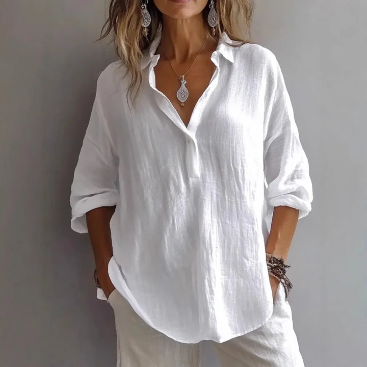 Lila™ | Lace-Up Collar Loose Blouse