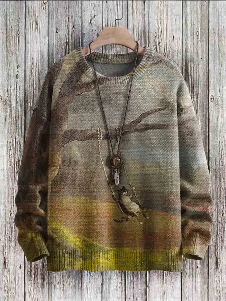 Mochi | Cute Cat Art Knit Pullover
