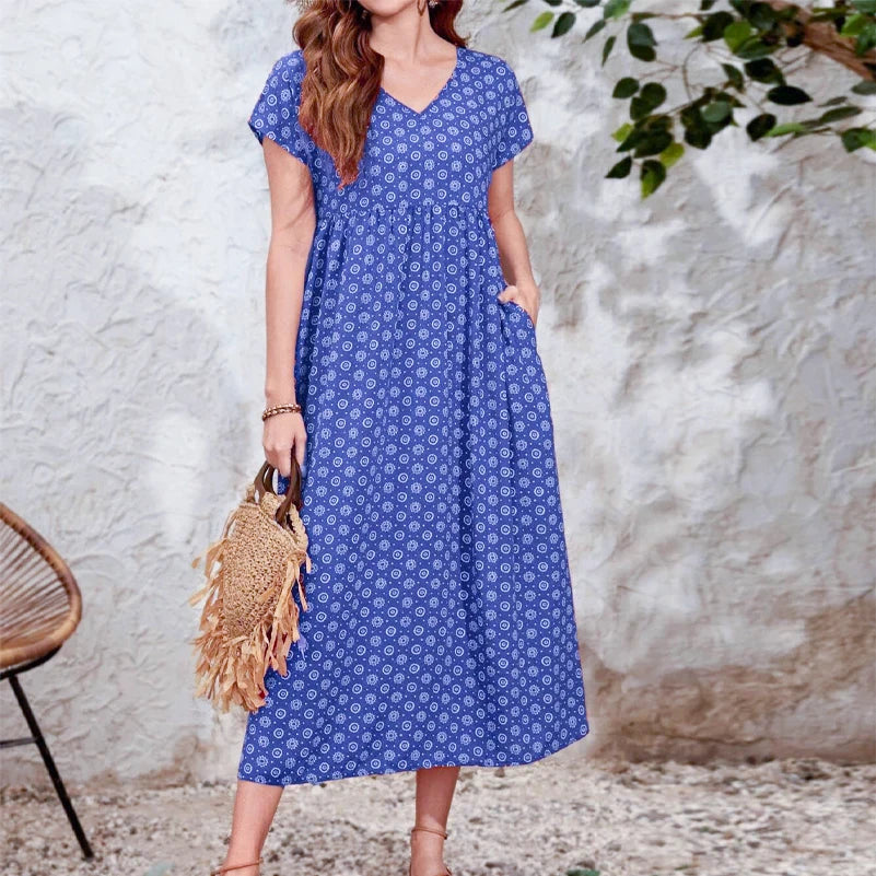 Kira | Women's Bohemian V-Neck Bat Sleeve Dress