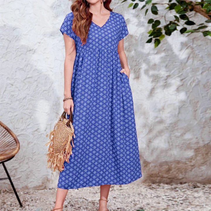Kira | Women's Bohemian V-Neck Bat Sleeve Dress
