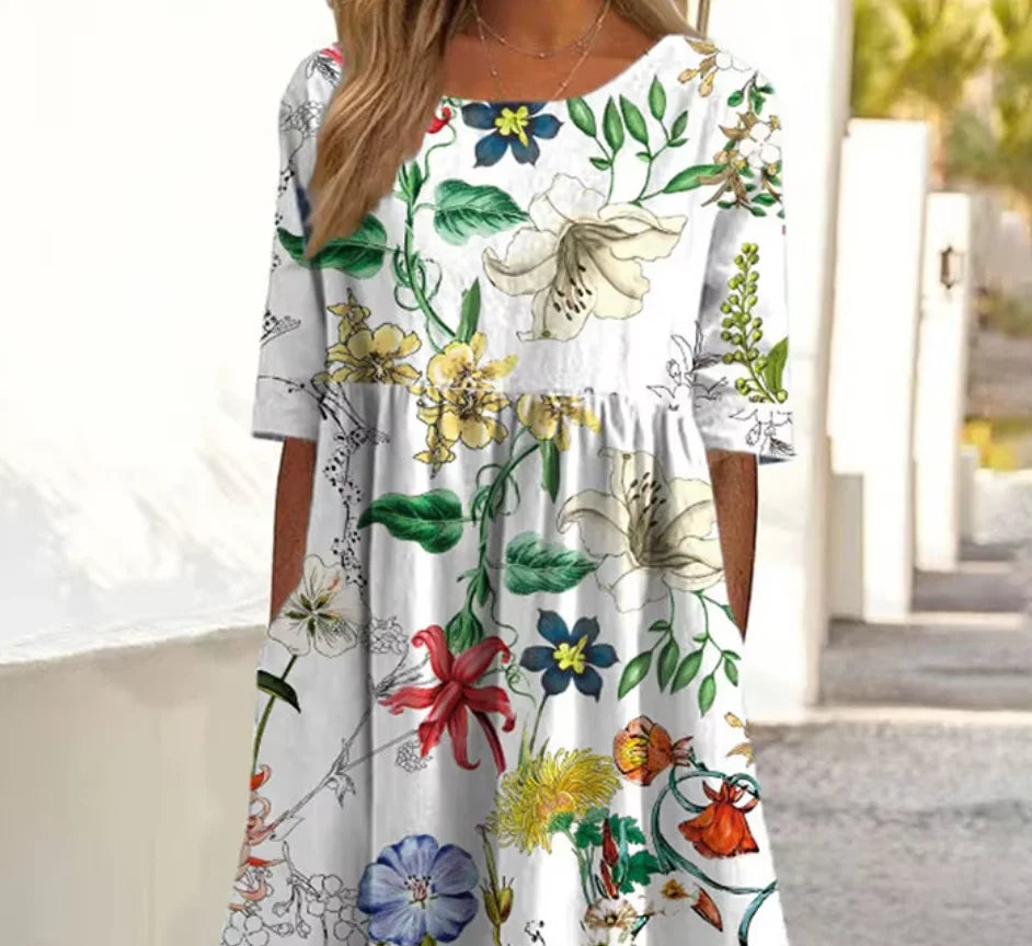 Rosalie | Women's Crew Neck Print Mini Dress