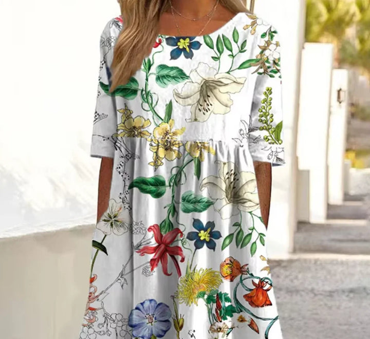 Rosalie | Women's Crew Neck Print Mini Dress