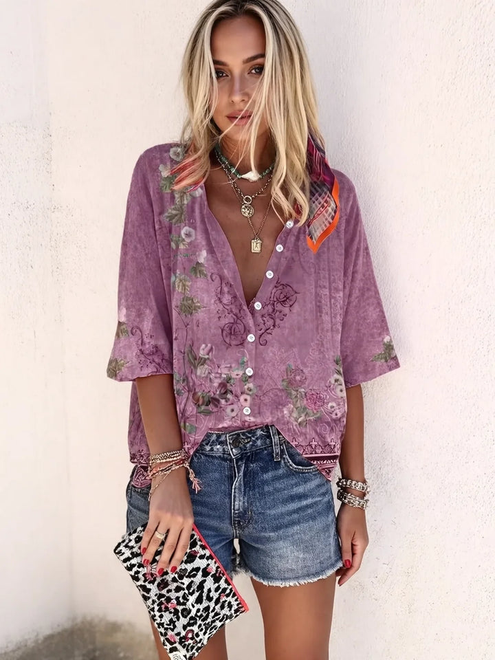 Zara | Geometric Print Three-Quarter Sleeve Shirt