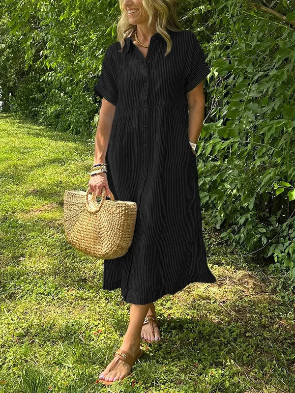 Fleur | Women's Striped Shirt Cardigan Dress