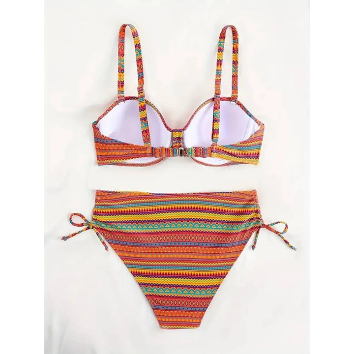 Zara | Striped Side-Tie High Waist Bikini Set