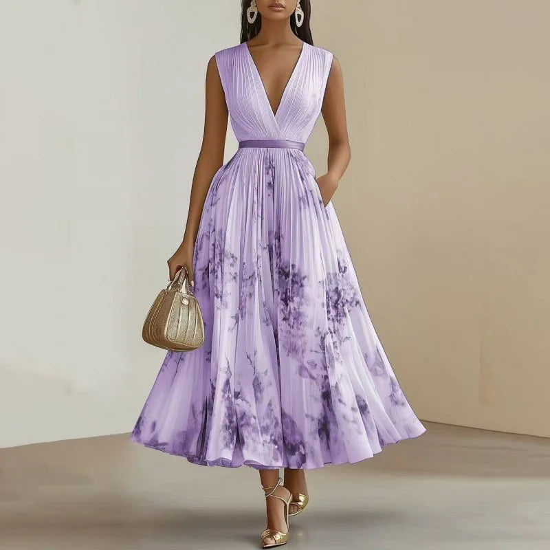 Margaux | V-Neck Lace-Up Swing Dress