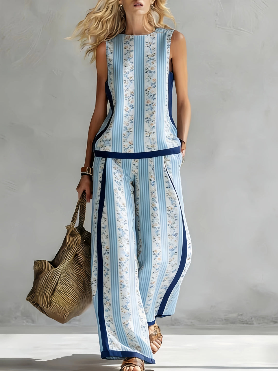 Margot | Retro Print Sleeveless Top & Trouser Set