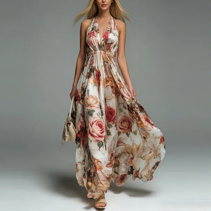 Aurelie | Halter Print Casual Dress