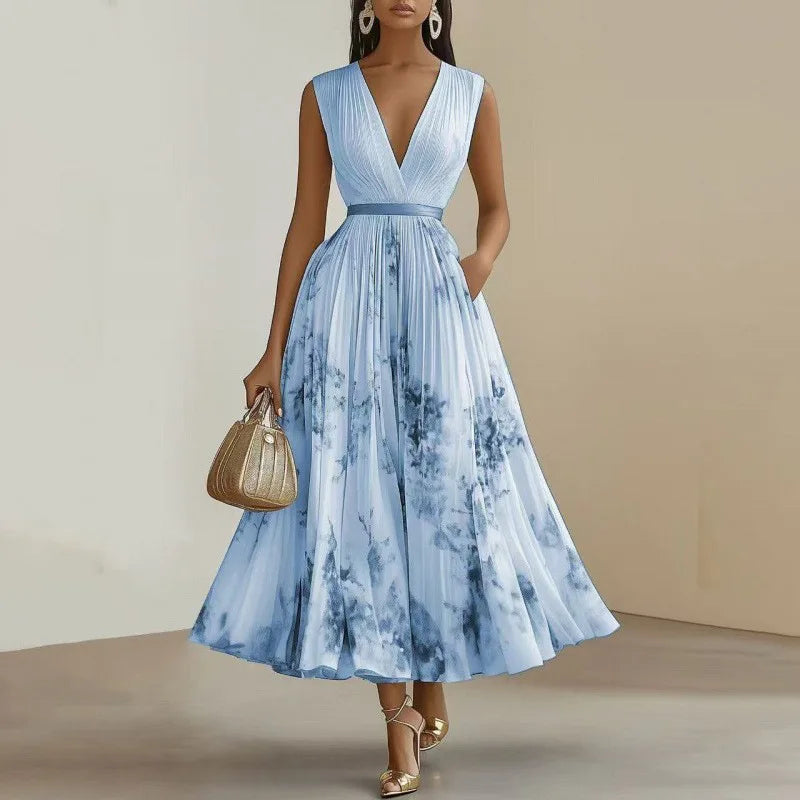 Margaux | V-Neck Lace-Up Swing Dress