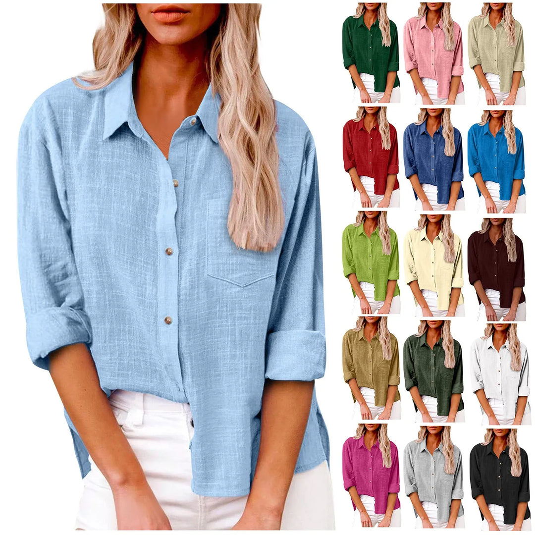 Eloise™ | Cotton-Linen Button-Down Blouse