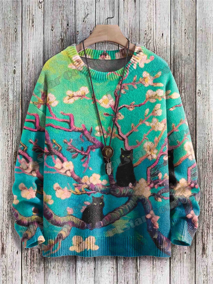 Soleil | Black Cat Sunflower Art Pullover