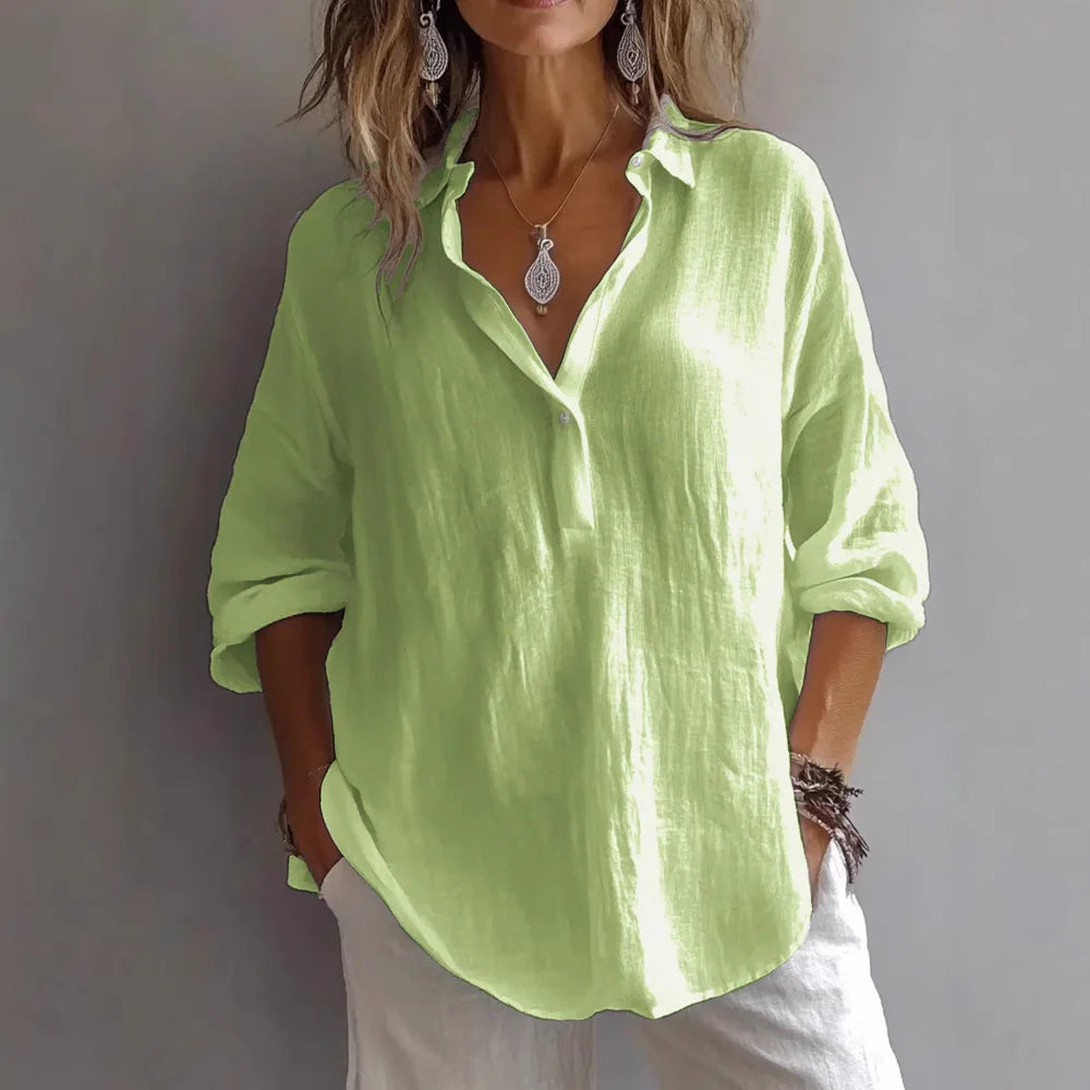 Lila™ | Lace-Up Collar Loose Blouse