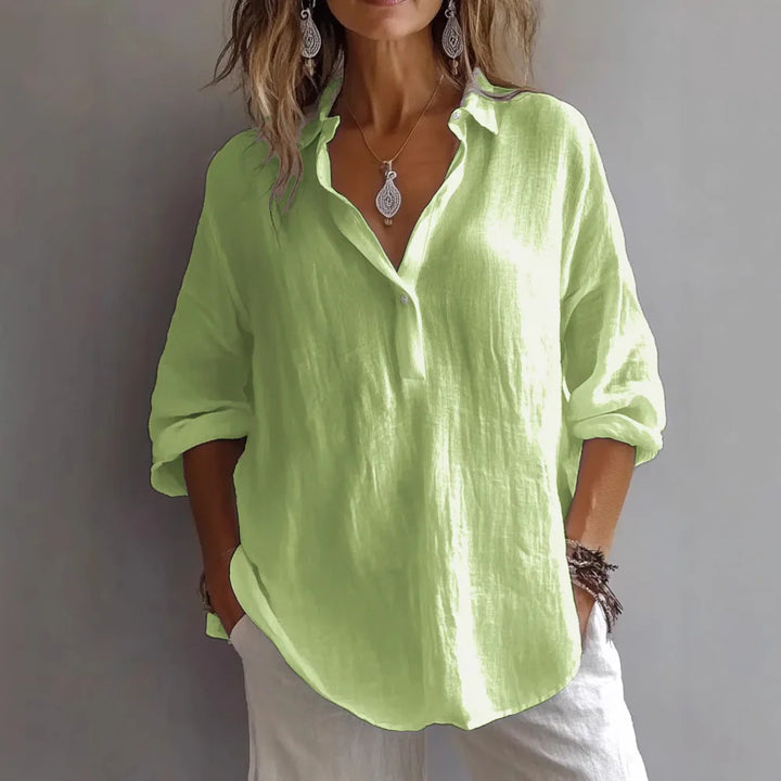 Lila™ | Lace-Up Collar Loose Blouse