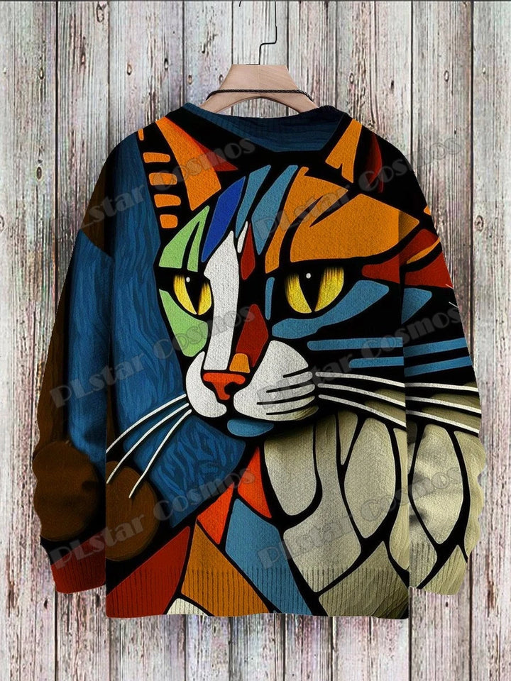Harlequin | Abstract Cat Multicolor Pullover
