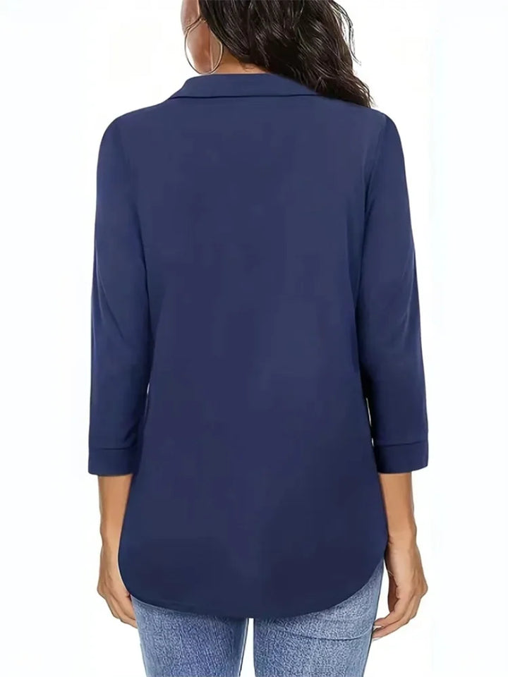 Isolde™ | V-Neck Three-Quarter Sleeve Blouse