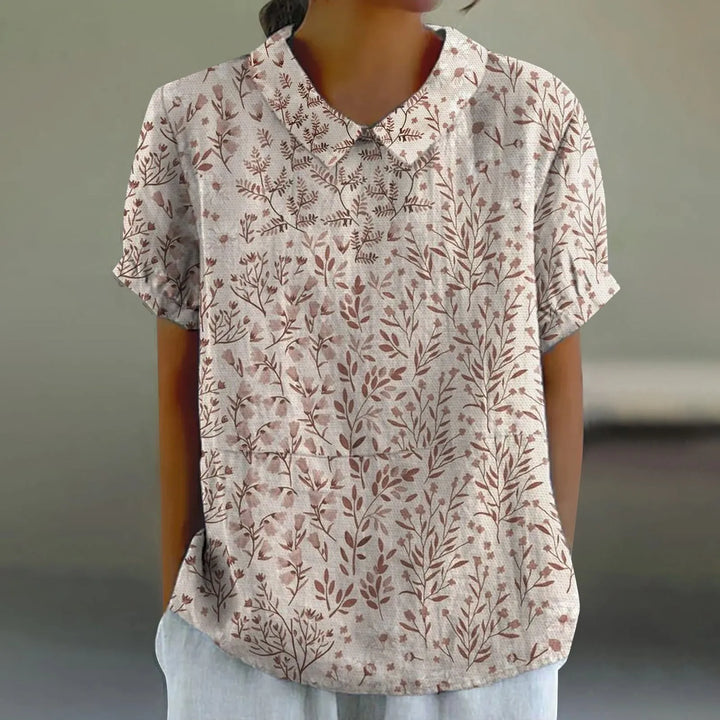 2025 Summer Women's Blouse Casual Print Short Sleeve T-Shirt Fit Lapel Neck Blouse Fashion Trend Button Blouses for Woman Tops