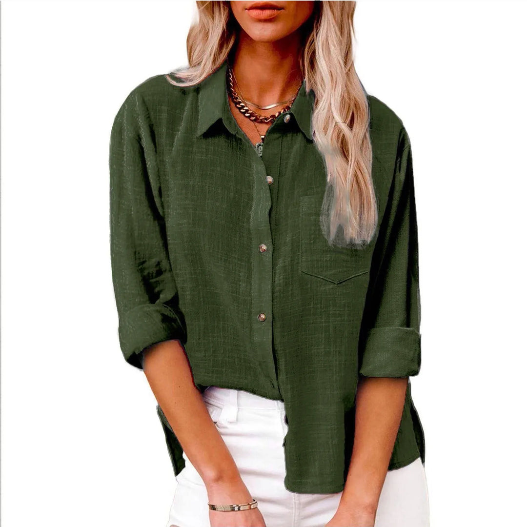 Eloise™ | Cotton-Linen Button-Down Blouse