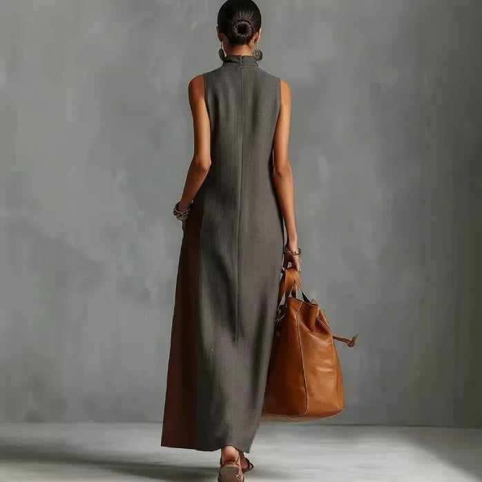 Isabeau | Color Block High-Waist Maxi Dress